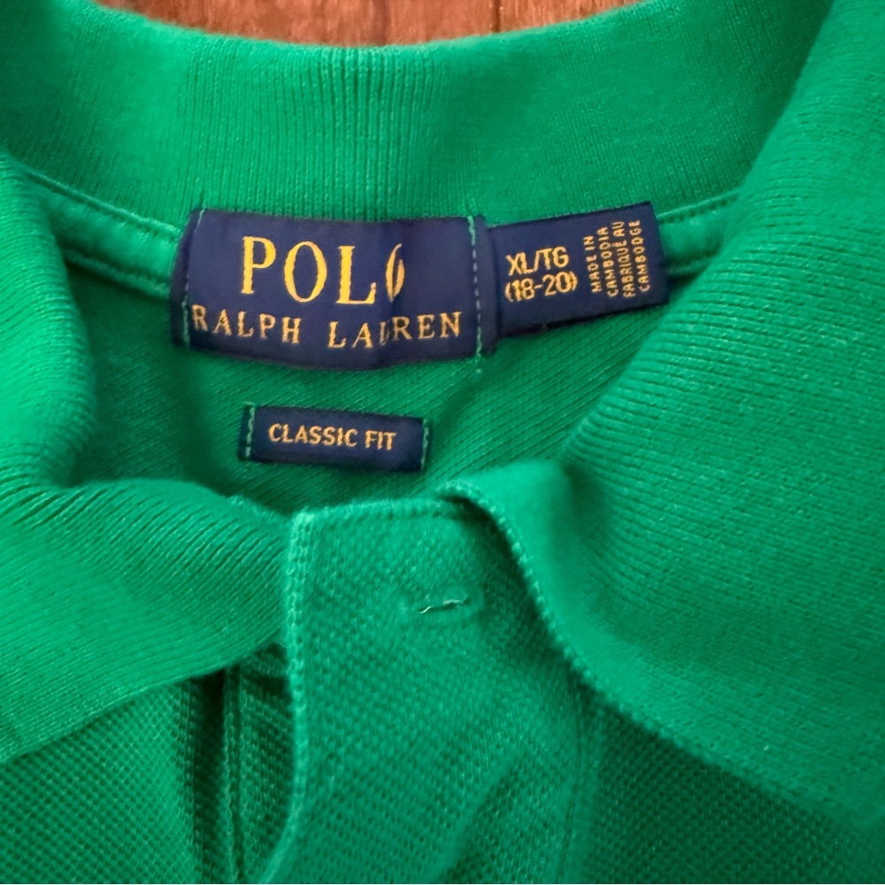 Polo Ralph Lauren Boys XL 18–20 Green Big Pony Polo Shirt 3 Classic Fit Cotton - Picture 2 of 5